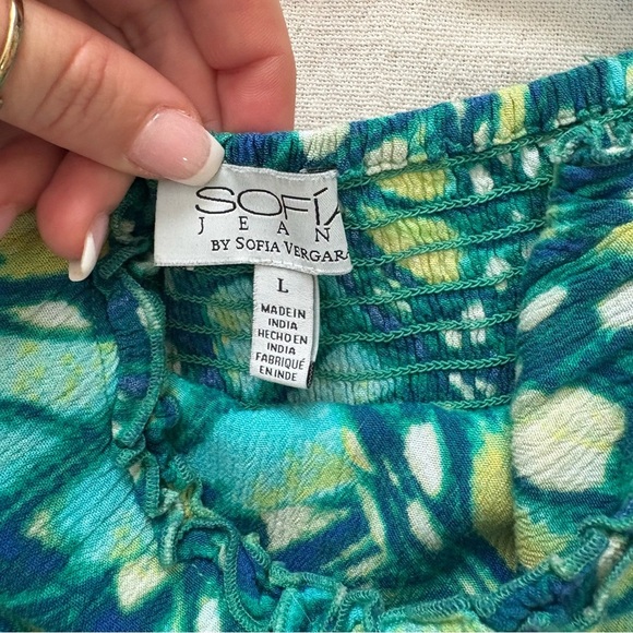 Sofia by Sofia Vergara Teal and Yellow Maxi Dress - Picture 4 of 4